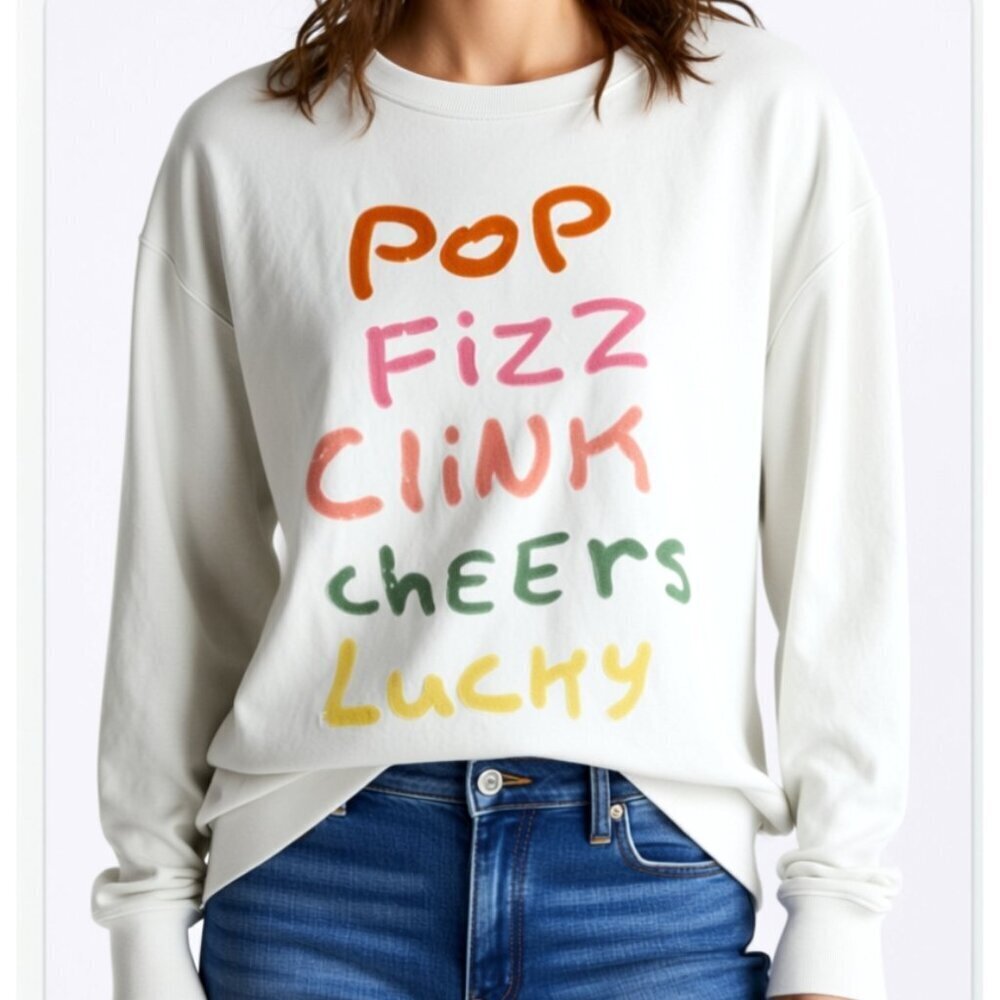Lucky Brand white Sweatshirt L Graphic NWT (B46)